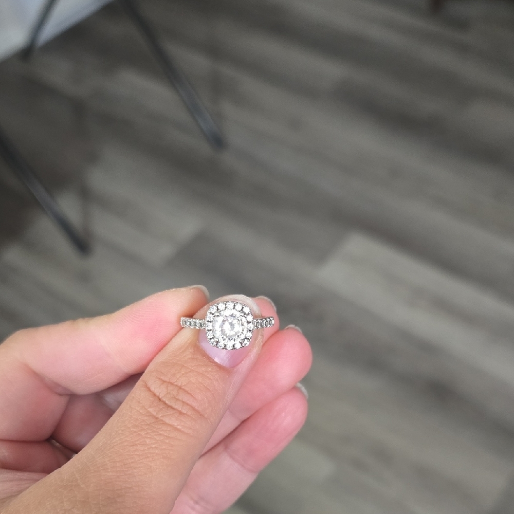 Sparkling  Sterling Silver Halo Ring